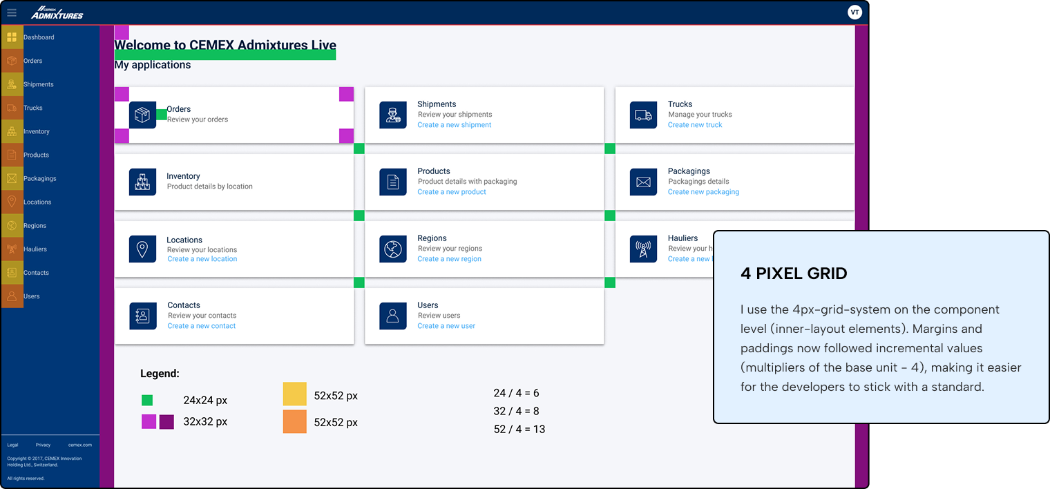 image showcasing 4px grid at layout level