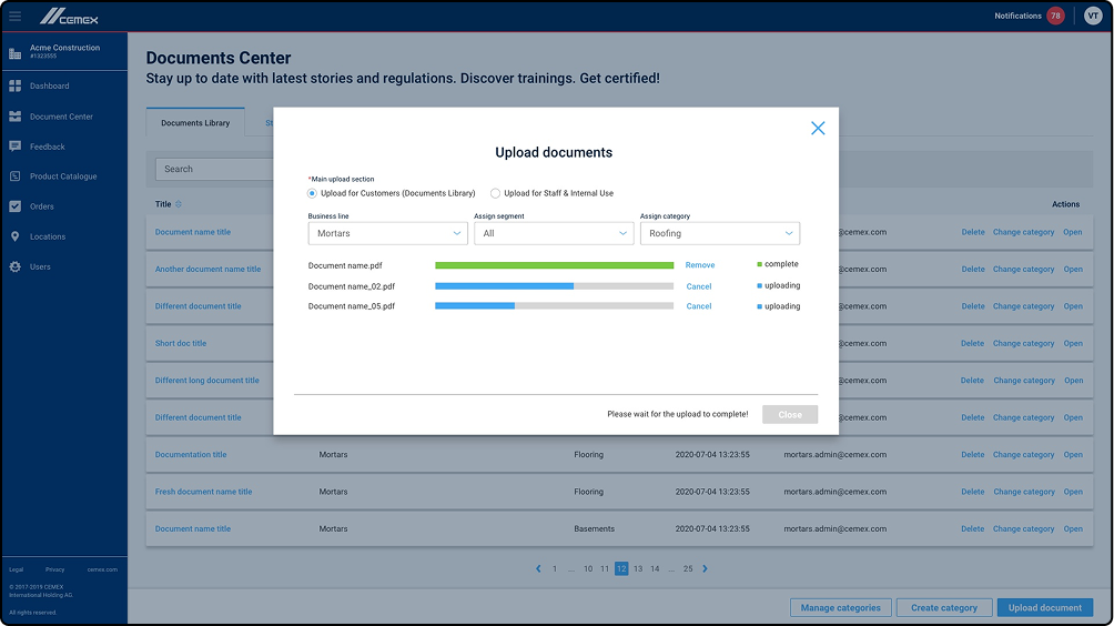 Uploading Documents in Progress State