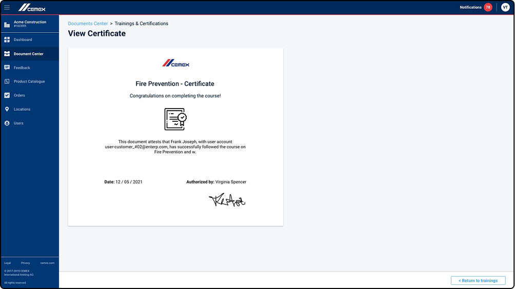 Certification Granted
