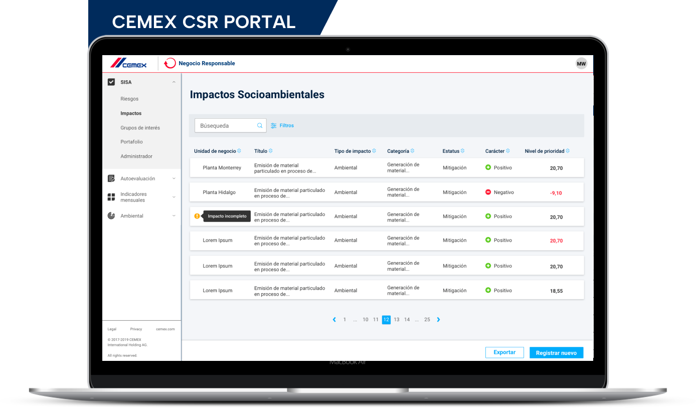 cemex csr portal project