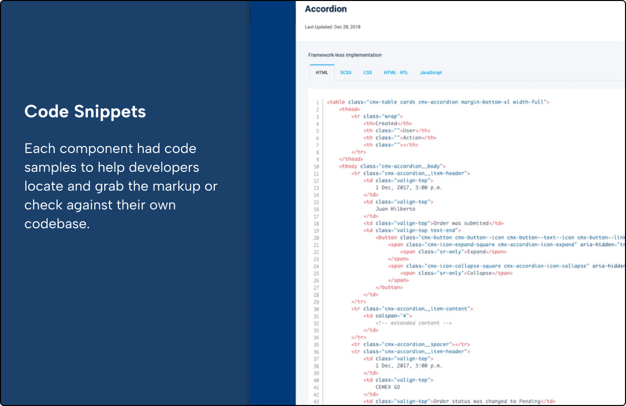 component code snippets sample